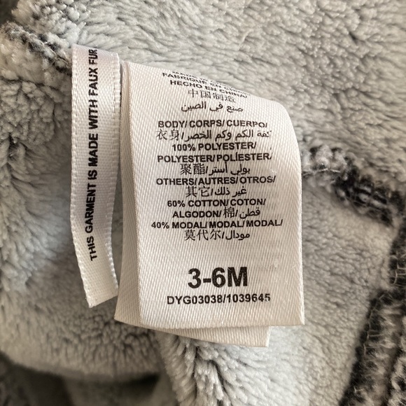 SPLENDID Infant Faux Fur Zip Front Grey with Black Hood Hoodie Size  3/6 Months - Picture 4 of 4